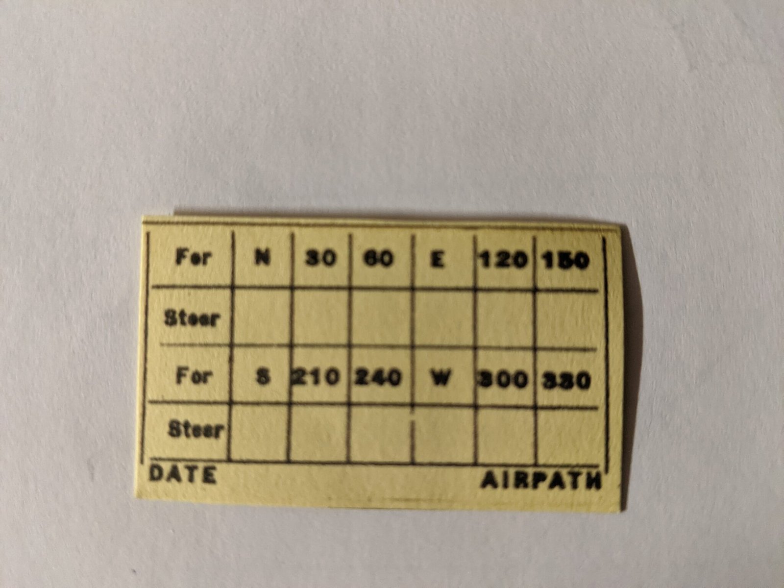 Airrpath Compass Correction Card – grummanpilots.net